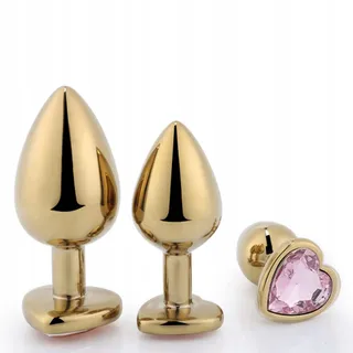 GLITTER GOLD Anaalplug Set Kristal Hart Metaal — miniatuur 1