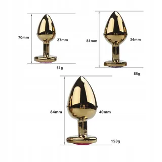 GLITTER GOLD Anaalplug Set Kristal Hart Metaal — miniatuur 4