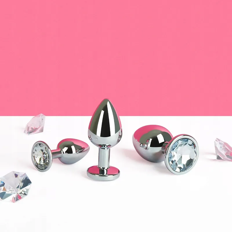 EIS Dildo Anaalplug Set Aluminium 3-delig Kristallen — foto 3
