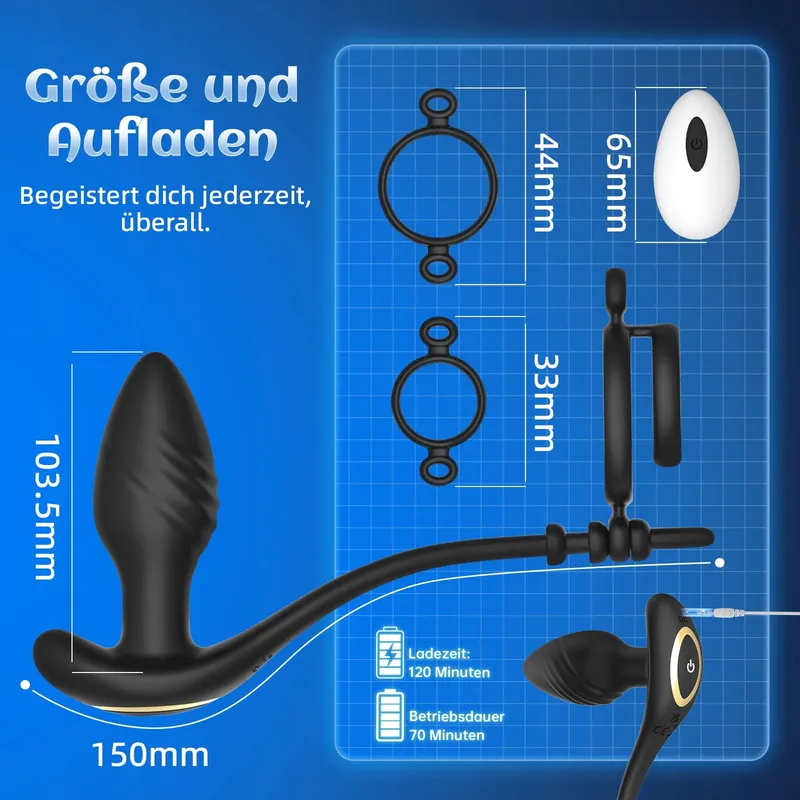 Anale Vibrator met App en Penisring 9 Standen — foto 8