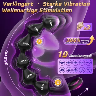 Siliconen Anale Vibrator 10 Modi 36cm BDSM Voor Mannen Vrouwen — miniatuur 2