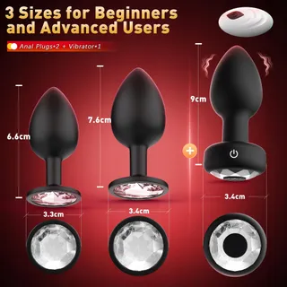 TAGNAFF Anaalpluggenset 3-delig Vibratie 10 Standen — miniatuur 2