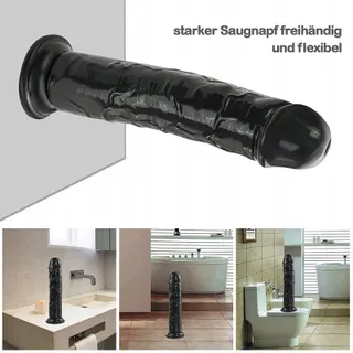 REALISTISCHER DILDO Zwart 19,5cm Sterke Zuignap — miniatuur 4