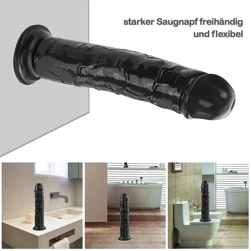 REALISTISCHER DILDO Zwart 19,5cm Sterke Zuignap — foto 4