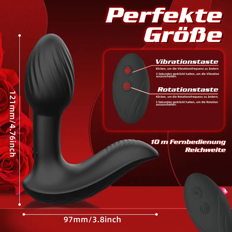 YCSLUST Anale Vibrator Mannen 9 Vibratie Rotatie Standen Afstandsbediening — foto 6