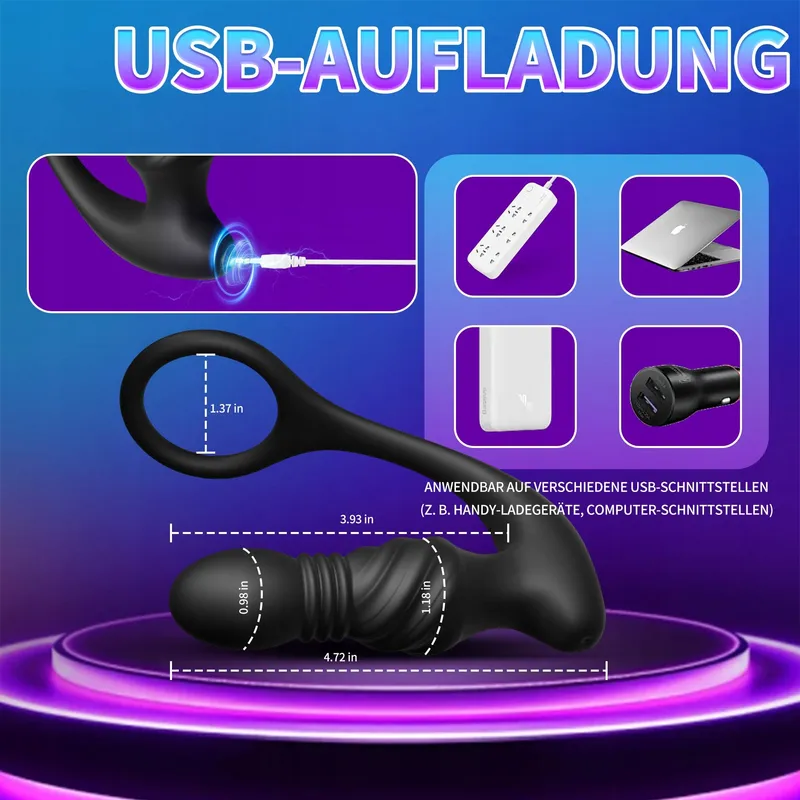 YCSLUST Vibrerende Analplug 9 Telescopische Standen Paren — foto 7