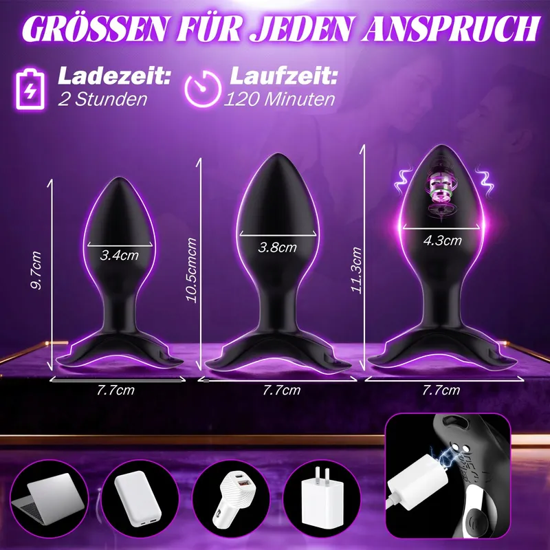 Siliconen Set 4 Anale Vibrators App Mannen Vrouwen — foto 7