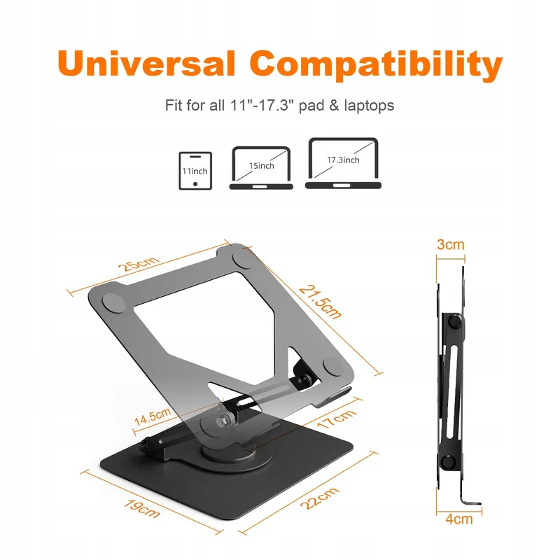 GRIFEMA Laptopstandaard 360° Verstelbaar Opvouwbaar Zwart — foto 2