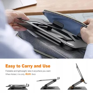 GRIFEMA Laptopstandaard 360° Verstelbaar Opvouwbaar Zwart — miniatuur 6