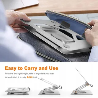 GRIFEMA Laptopstandaard Verstelbaar 360° Opvouwbaar Geventileerd Zilver — miniatuur 6