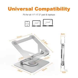 GRIFEMA Laptopstandaard Verstelbaar 360° Opvouwbaar Geventileerd Zilver — miniatuur 2