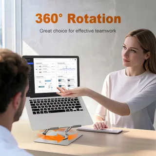 GRIFEMA Laptopstandaard Verstelbaar 360° Opvouwbaar Geventileerd Zilver — miniatuur 3