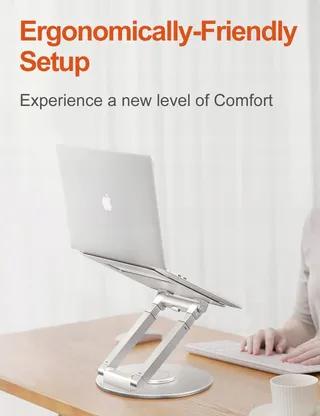 TOUNEE Laptopstandaard Regelbaar Draaibaar 360 Ergonomisch Zilver — miniatuur 9
