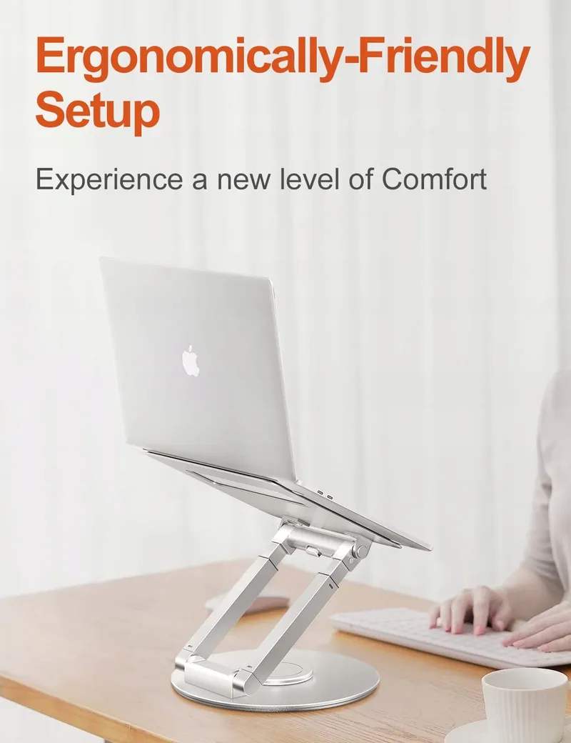 TOUNEE Laptopstandaard Regelbaar Draaibaar 360 Ergonomisch Zilver — foto 9