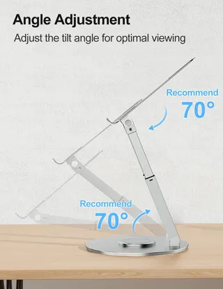 TOUNEE Laptopstandaard Regelbaar Draaibaar 360 Ergonomisch Zilver — miniatuur 5