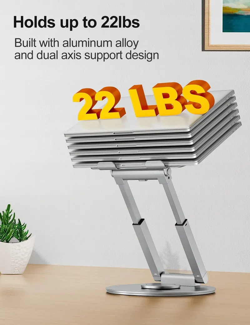 TOUNEE Laptopstandaard Regelbaar Draaibaar 360 Ergonomisch Zilver — foto 6