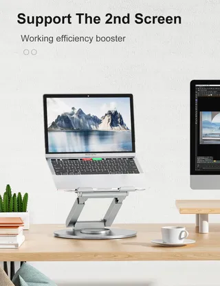 TOUNEE Laptopstandaard Regelbaar Draaibaar 360 Ergonomisch Zilver — miniatuur 7