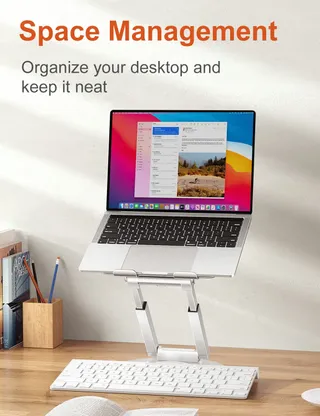 TOUNEE Laptopstandaard Regelbaar Draaibaar 360 Ergonomisch Zilver — miniatuur 8