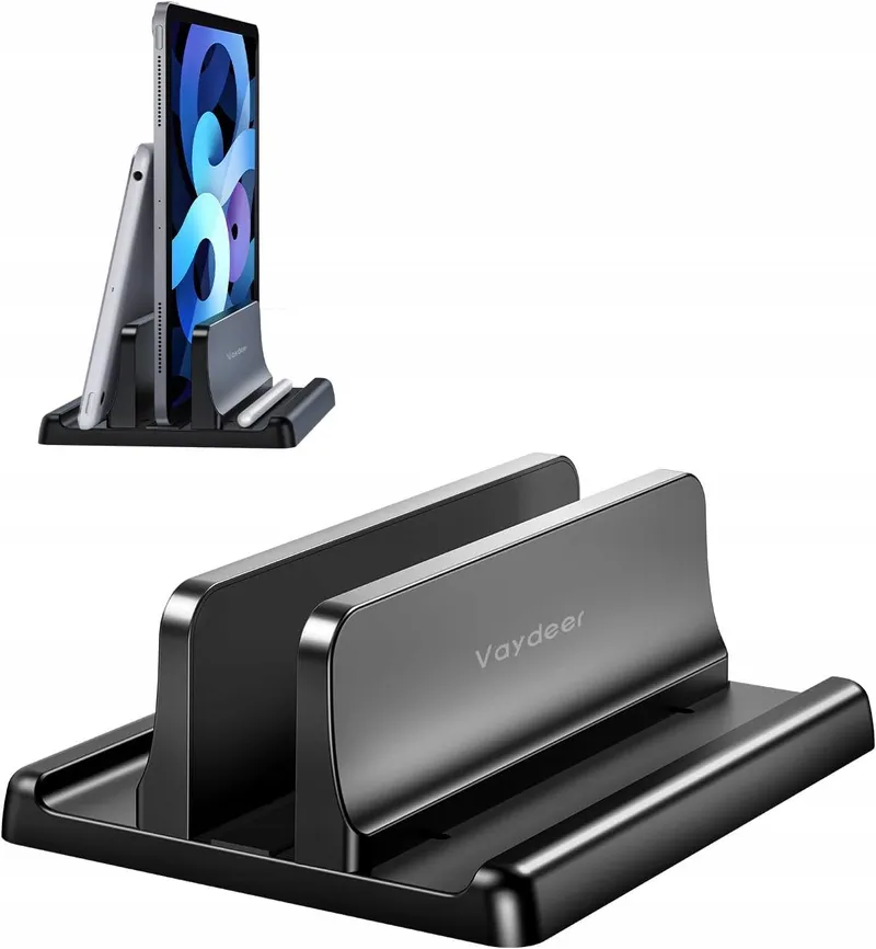 VAYDEER Verticale Laptopstandaard Tablet 3-in-1 Ruimtebesparend Zwart — foto 1