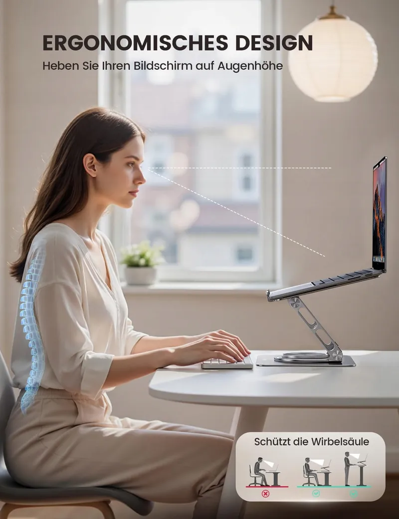 LAMICALL Laptopstandaard Draaibaar Aluminium Voor Kantoor 10-17 Inch — foto 3