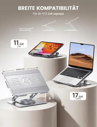 LAMICALL Laptopstandaard Draaibaar Aluminium Voor Kantoor 10-17 Inch — miniatuur 5
