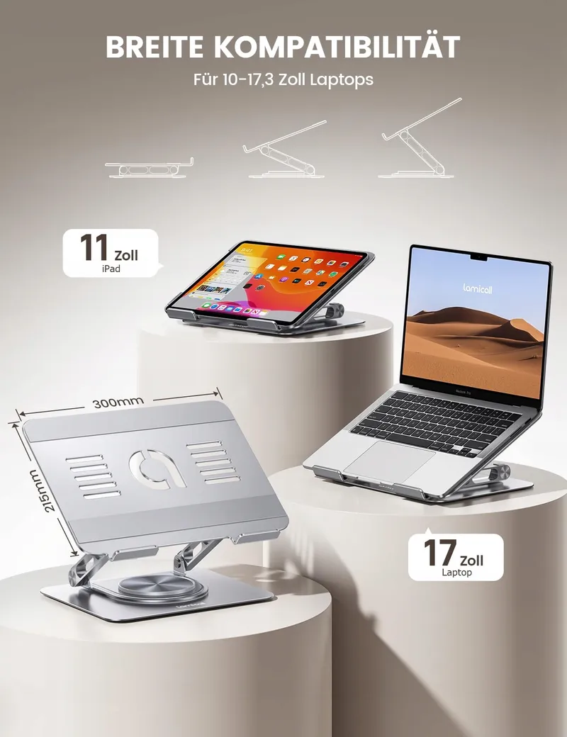 LAMICALL Laptopstandaard Draaibaar Aluminium Voor Kantoor 10-17 Inch — foto 5