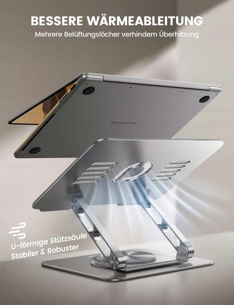 LAMICALL Laptopstandaard Draaibaar Aluminium Voor Kantoor 10-17 Inch — foto 6