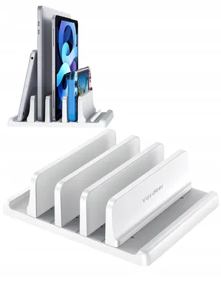 VAYDEER Laptopstandaard 3 Sleuven ABS Verstelbaar Bureau-organizer Wit — miniatuur 1