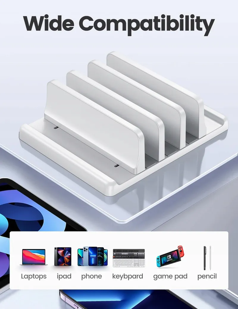 VAYDEER Laptopstandaard 3 Sleuven ABS Verstelbaar Bureau-organizer Wit — foto 5
