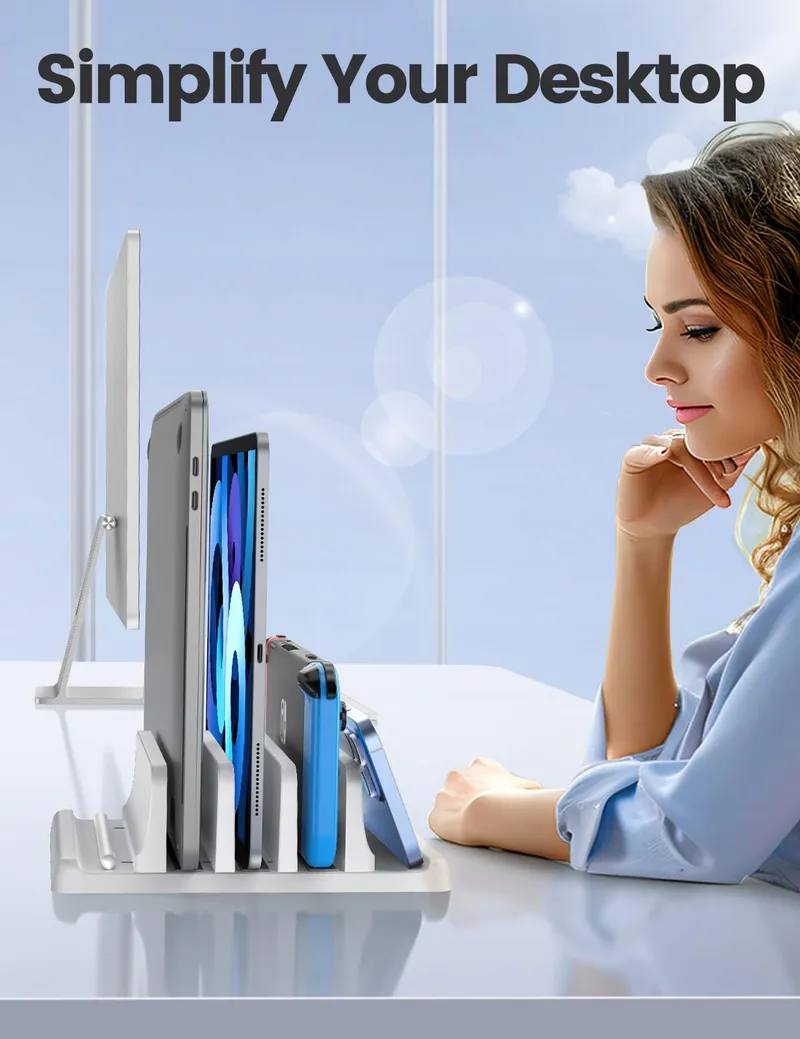 VAYDEER Laptopstandaard 3 Sleuven ABS Verstelbaar Bureau-organizer Wit — foto 6