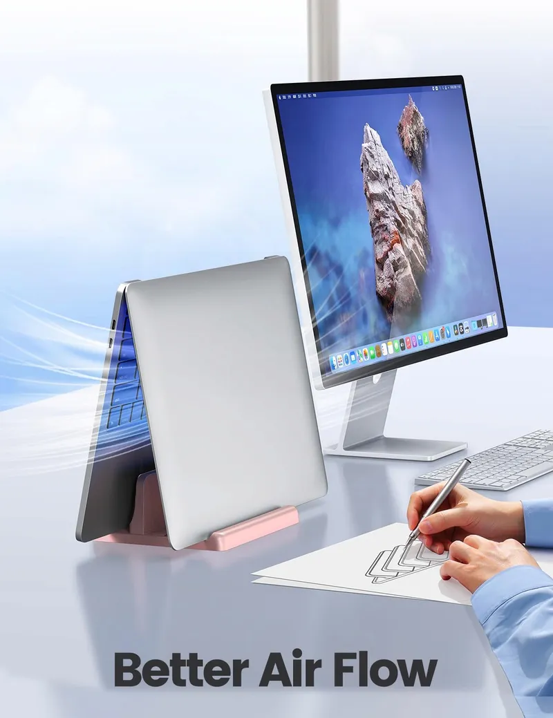 VAYDEER Laptopstandaard 3-in-1 MacBook iPad 17 inch Roze β foto 3