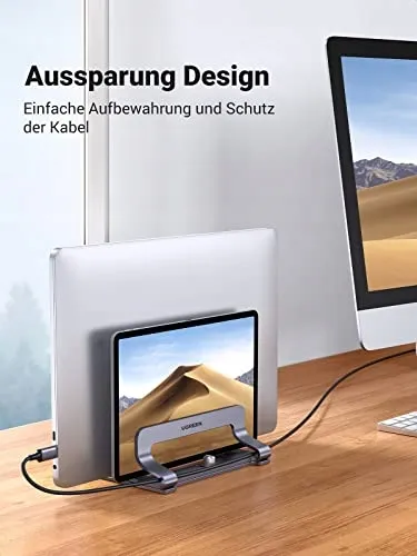 UGREEN Verticale Laptopstandaard Aluminium 2 Sleuven MacBook iPad — foto 2