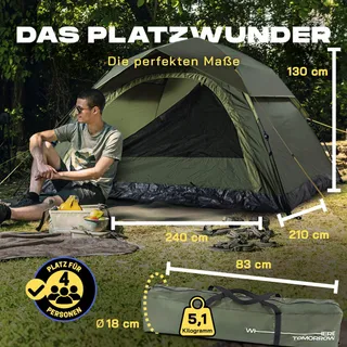 WHERE TOMORROW Pop-up Tent 4 Personen Camping Festival Strand — miniatuur 2