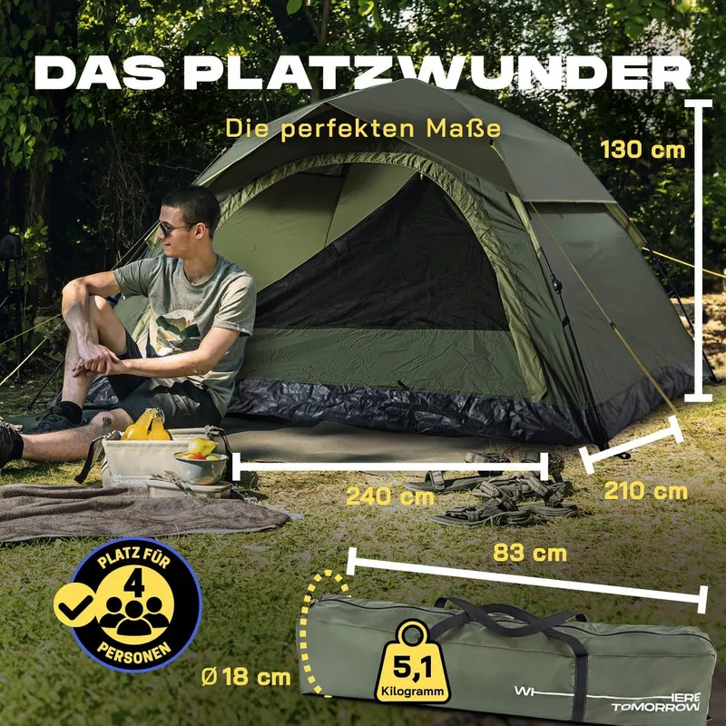 WHERE TOMORROW Pop-up Tent 4 Personen Camping Festival Strand — foto 2