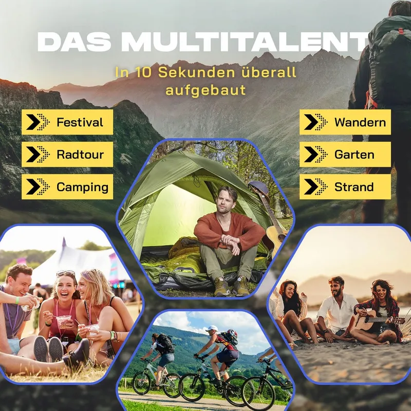 WHERE TOMORROW Pop-up Tent 4 Personen Camping Festival Strand — foto 7