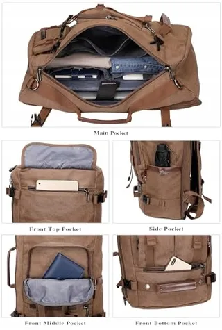 WITZMAN Vintage Canvas Reisrugzak Laptop 17 Inch Uniseks — miniatuur 3