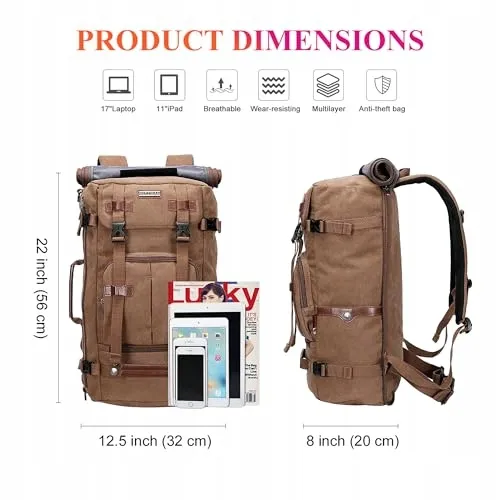 WITZMAN Vintage Canvas Reisrugzak Laptop 17 Inch Uniseks — foto 7