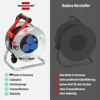 BRENNENSTUHL Garant S Kabelhaspel 25m IP44 Staal Buiten Zilver — miniatuur 6