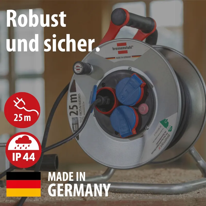 BRENNENSTUHL Garant S Kabelhaspel 25m IP44 Staal Buiten Zilver — foto 2