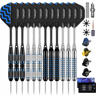 TURNART Professionele Stalen Dartpijlen 12 Stuks met Etui