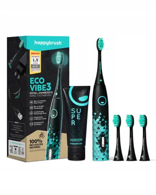 HAPPYBRUSH Eco Vibe 3 Sonische Tandenborstel Zwart Mint Accu