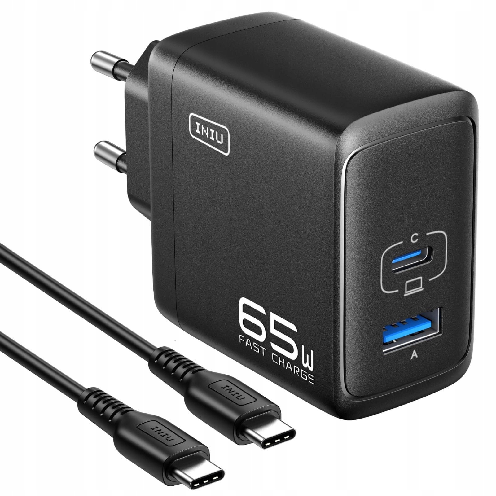 INIU 65W USB C Oplader GaN II 2-Poorts Compact Snelladen
