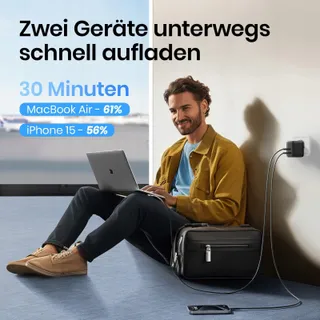 INIU 65W USB C Oplader GaN II 2-Poorts Compact Snelladen — miniatuur 2