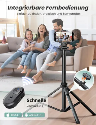 YUMAZLA Statief Selfie Stick 180cm voor Smartphones iPhone Samsung — miniatuur 7
