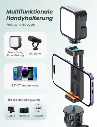 YUMAZLA Statief Selfie Stick 180cm voor Smartphones iPhone Samsung — miniatuur 6