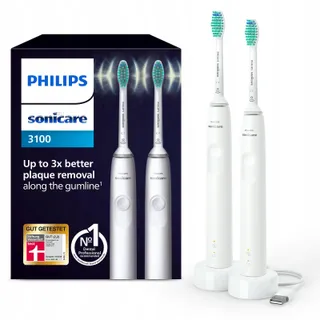 PHILIPS Sonicare 3100 Sonische Tandenborstel Duopack Wit Timer