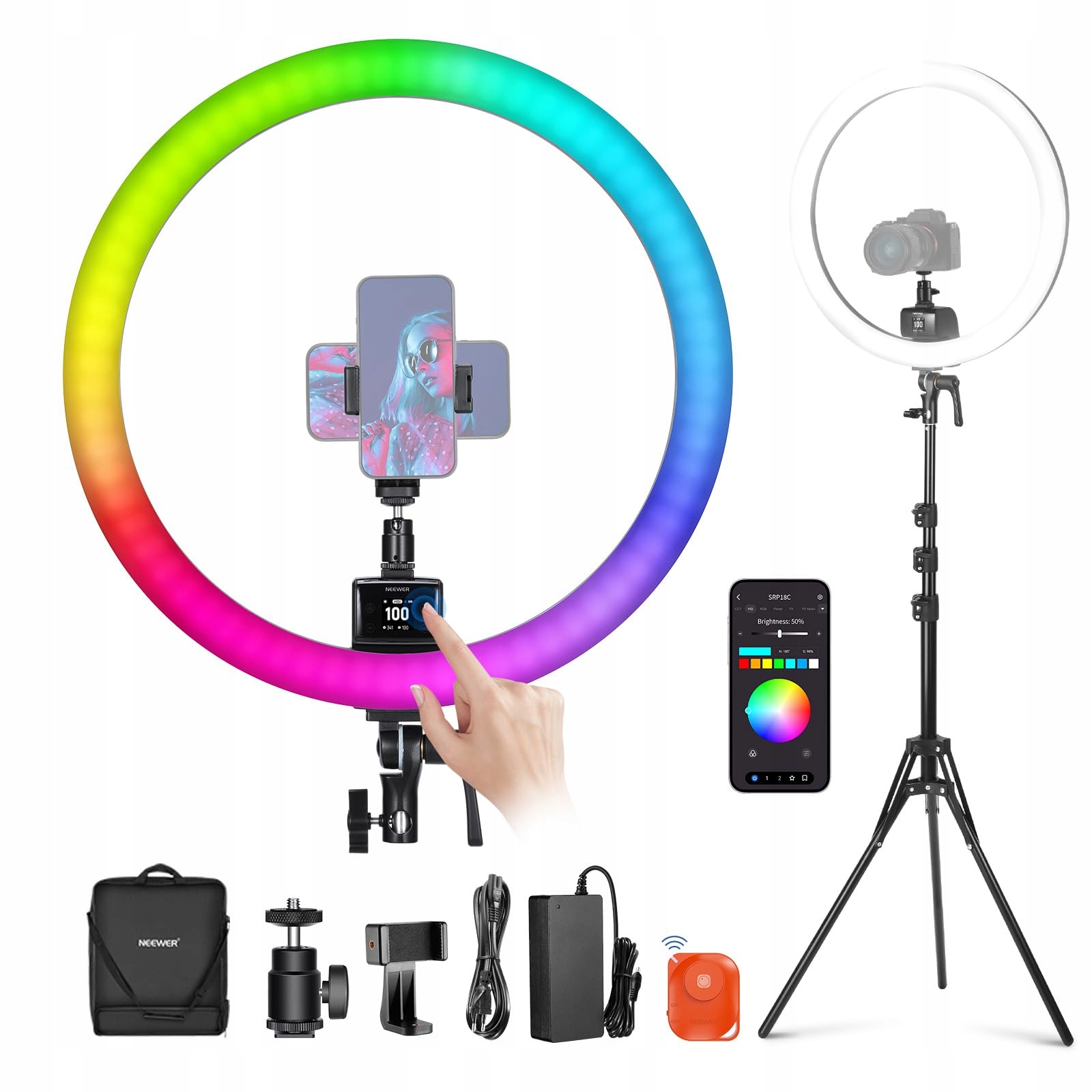 NEEWER SRP18C RGB LED Ringlichtset 2500K-10000K