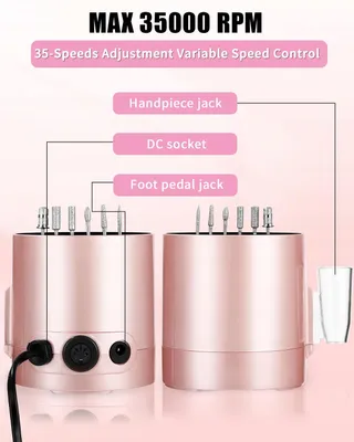 PERMUST Elektrische Nagelfrees Met LCD En Pedaal 35000 TPM — miniatuur 6
