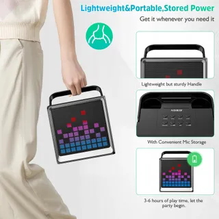LSMOEO Draagbare Karaoke Kinderen Volwassenen LED Microfoons — miniatuur 5