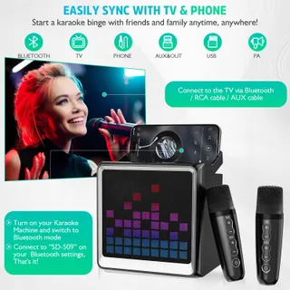 LSMOEO Draagbare Karaoke Kinderen Volwassenen LED Microfoons — miniatuur 2